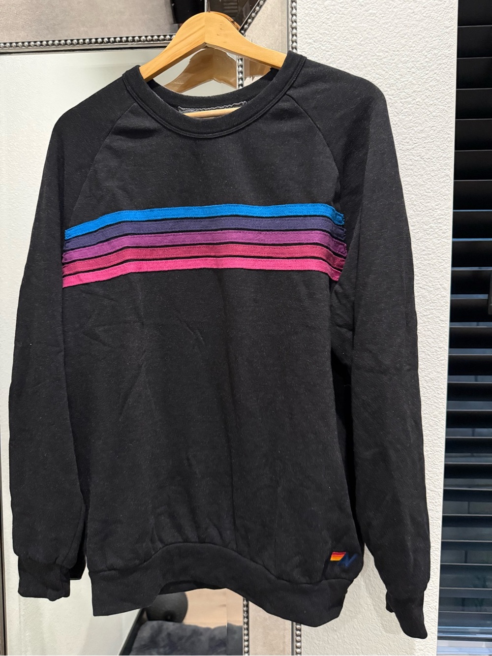 Aviator Nation 5 Stripe Crew Charcoal